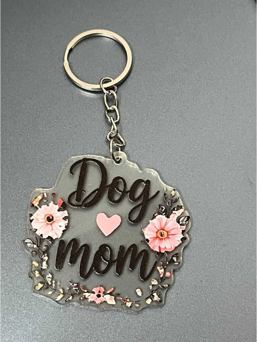 Cute Dog Mom Floral Acrylic Keychain - Perfect Gift for Dog Lovers